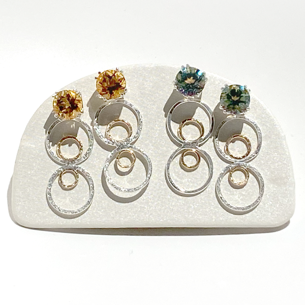 Versatile 4 Carat Topaz Gemstone Stud Earrings with Argentium Silver and 14k Gold Earring Jackets | MONOLISA Jewelry Collection Made in California