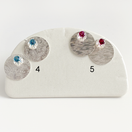 Topaz & Garnet Gemstone Small Stud Earrings with Argentium Silver Earring Jackets - Versatile