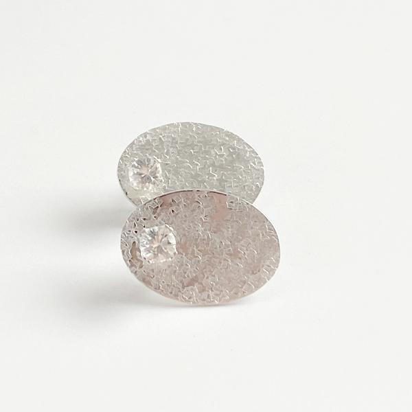White Sapphire Studs with Earring Jackets | Jewelry Made in California