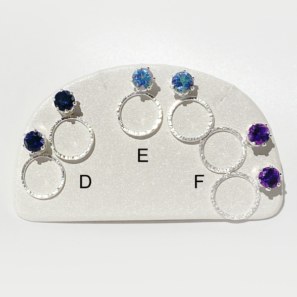 Versatile Gemstone Stud Earrings with Argentium Silver Small Hoop Earring Jackets -  Versatile Gemstone Stud Earrings with Argentium Silver Small Hoop Earring Jackets - iolite, blue topaz & amethyst