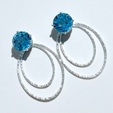 Versatile 7 Carat Topaz Studs with Argentium Silver Oval Hoop Earring Jackets