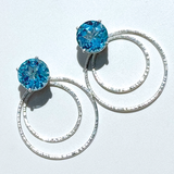 Versatile 7 Carat Topaz Studs with Argentium Silver Round Hoop Earring Jackets