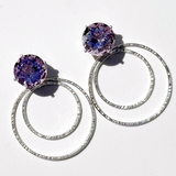Versatile 7 Carat Amethyst Studs with Argentium Silver Round Hoop Earring Jackets | Handmade by California Artist Lisa Ramos