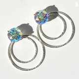 Versatile 7 Carat Iridescent Topaz Studs with Argentium Silver Round Hoop Earring Jackets | Handmade By California Jewelry Designer Lisa Ramos