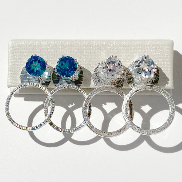 Versatile Gemstone Studs with Argentium Silver Hoop Earring Jackets - Grande | MONOLISA Jewelry Collection Made in California