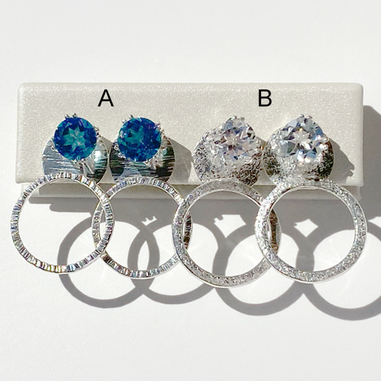 Versatile Gemstone Studs with Argentium Silver Hoop Earring Jackets - Grande
