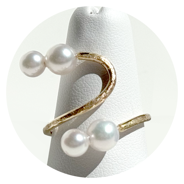 Akoya Pearl Ring Designed in 14k Gold | Handmade Rings in California by Artist Lisa Ramos