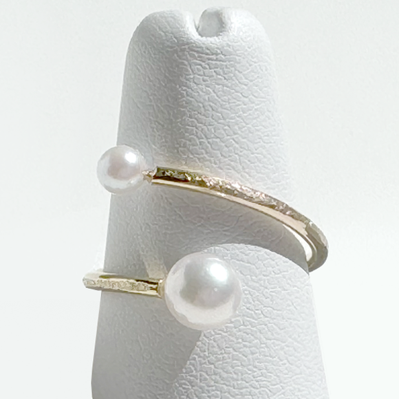 14 Karat Gold Akoya Pearl Textured Ring - Always in Style