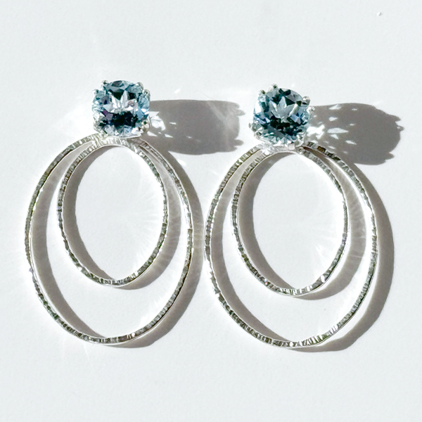Oval Earring Jackets with 4 Carat Light Blue Topaz Gemstone Earrings |  | Handmade Earring Jacket Collection by Jewelry Designer Lisa Ramos