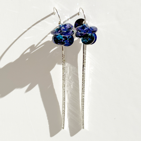 Argentium Silver Purple Crystal Dangle Earrings | Jewelry Made in California