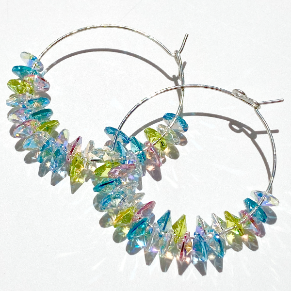 Argentium® Silver Crystal Hoop Earrings - Unicorn II | Jewelry Made in California