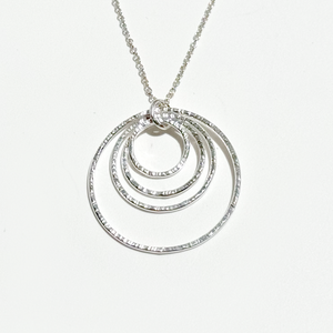 Agentium Silver Multi-Circular Pendant Necklace Collection - 4 Rings