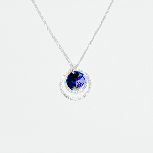 Agentium Silver Multi-Circular Crystal Pendant Necklace