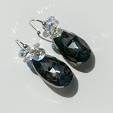 Short Drop Large Crystal Custer Earrings - Color Gray