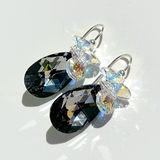 Short Drop Crystal Custer Earrings - Color Gray