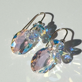 Short Drop Oval Cut Crystal Custer Earrings - Color Touches of Blue