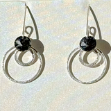 Versatile Argentium Silver Crystal Dangle Hoop Collection -  Color Gray