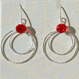 Versatile Argentium Silver Crystal Dangle Hoop Collection -  Color Red
