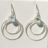 Versatile Argentium Silver Crystal Dangle Hoop Collection -  Color Yellow Iridescence