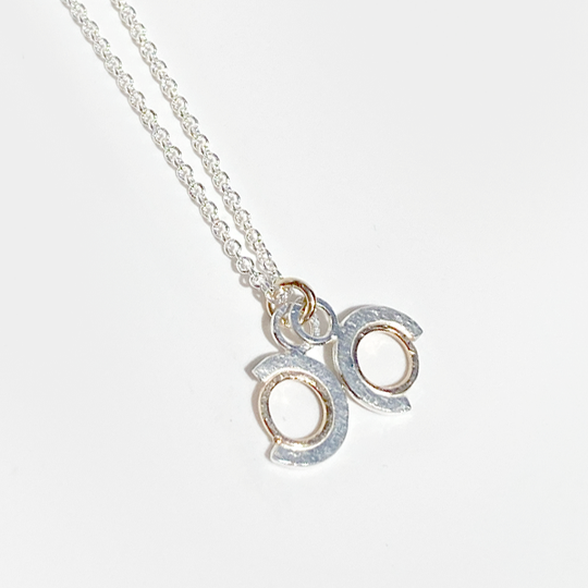 Argentium® Silver and 14 Karat Gold Textured Pendant Necklace - Duo Movement