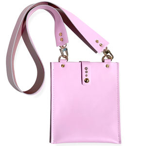 Elegant Pretty Pink Crossbody Leather Bag - #126