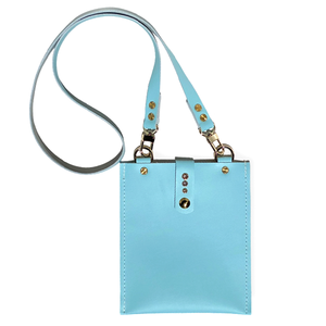 Elegant Baby Blue Crossbody Leather Bag - #121