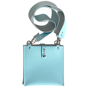 Elegant Baby Blue Crossbody Leather Bag - #123