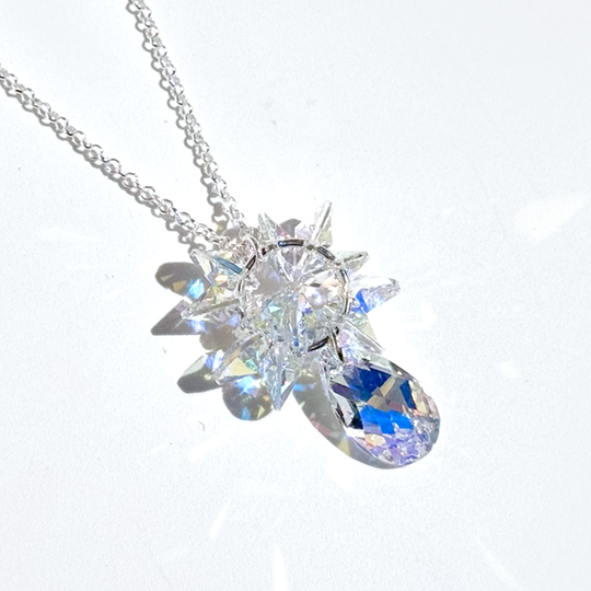 Argentium Silver Yellow Circular PearCrystal Cluster Necklace | MONOLISA Jewelry