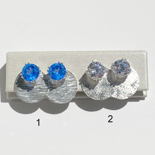 Versatile Sterling Gemstone Studs with Argentium Silver Earring Jackets - Grande