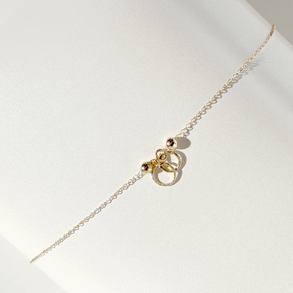 Adjustable 14 Karat Gold Dainty Two Charm Bracelet