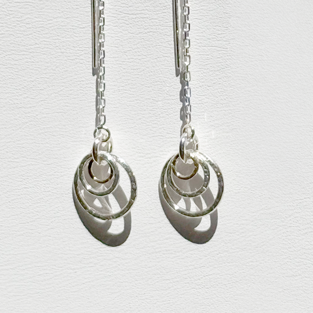 Yellow Iridescent Crystal Threader Earrings with Solid 14k Gold | Sterling Silver