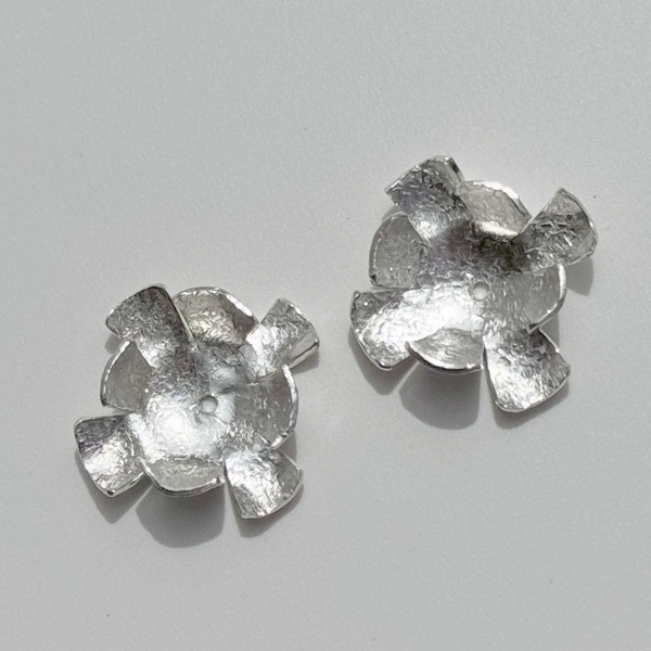 Argentium Silver Flower Earring Jackets Handmade by Artist Lisa Ramos