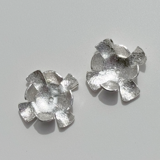 Argentium Silver Flower Earring Jackets Handmade by Artist Lisa Ramos