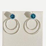 Versatile 4 Carat Gemstone Topaz Studs with Argentium Silver Hoop Earring Jackets - Light Blue