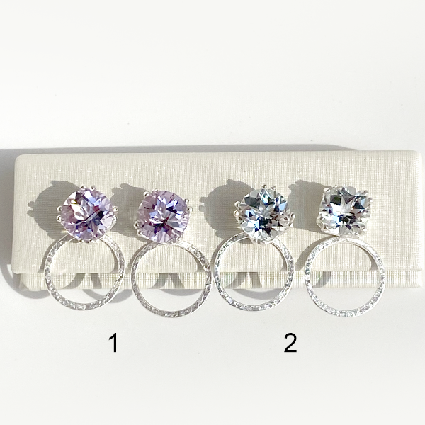 Versatile 4 Carat Gemstone Stud Earrings with Argentium Silver Classic Hoop Earring Jackets - Amethyst and White Topaz  | Jewelry Made in California