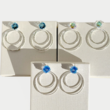 Versatile 4 Carat Gemstone Topaz Studs with Argentium Silver Hoop Earring Jackets - 3 Color Options