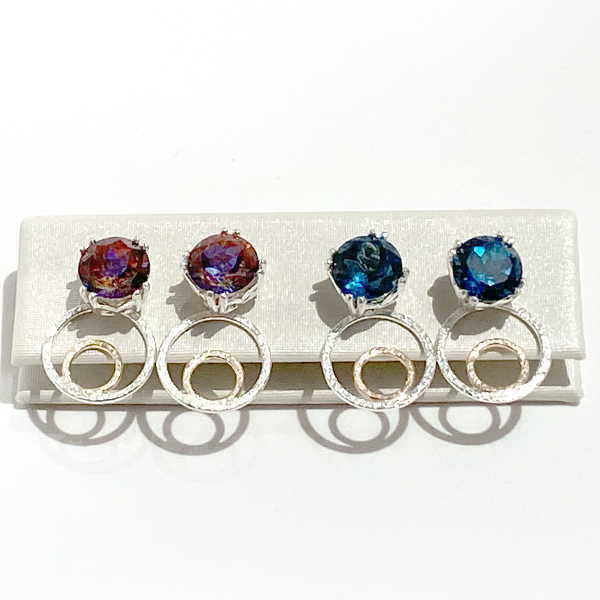 Versatile 4 Carat Topaz Gemstone Stud Earrings with Argentium Silver and 14k Gold Earring Jackets | Jewelry Made in California