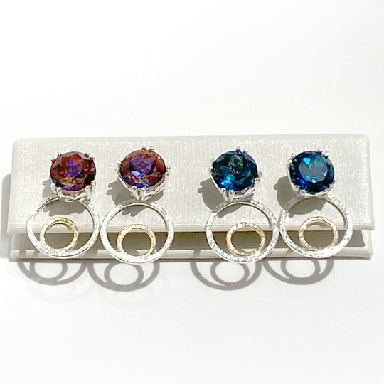 Versatile 4 Carat Topaz Gemstone Stud Earrings with Argentium Silver and 14k Gold Earring Jackets | Jewelry Made in California