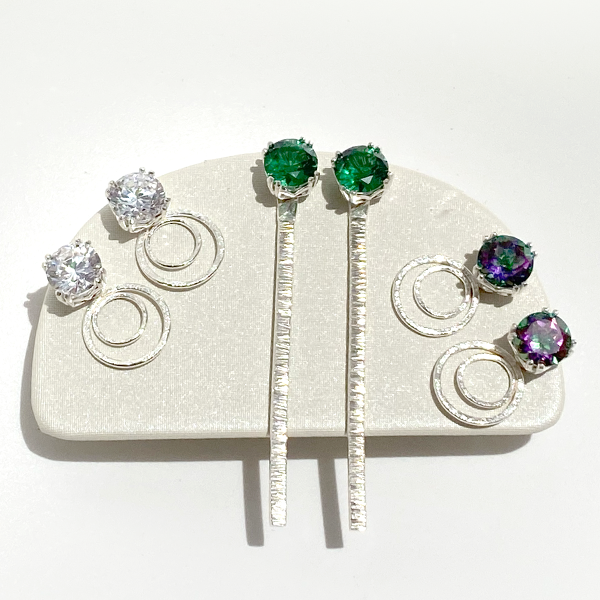 4 Carat Gemstone Studs with Argentium Silver Hoop Duo Earring Jackets | Jewelry Made in California