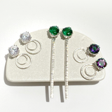 4 Carat Gemstone Studs with Argentium Silver Hoop Duo Earring Jackets
