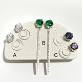 4 Carat Gemstone Studs with Argentium Silver Hoop Duo Earring Jackets