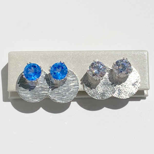 Versatile Sterling Gemstone Studs with Argentium Silver Earring Jackets - Grande | MONOLISA Jewelry Collection Made in California