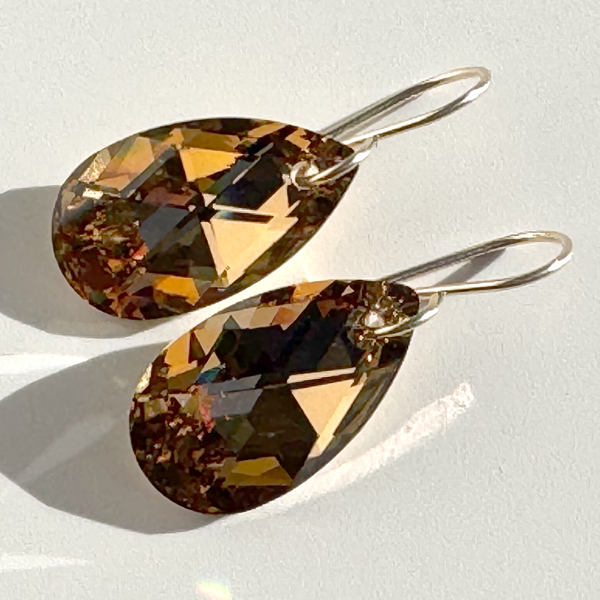 Classic Pear Crystal Earrings - Gold Color