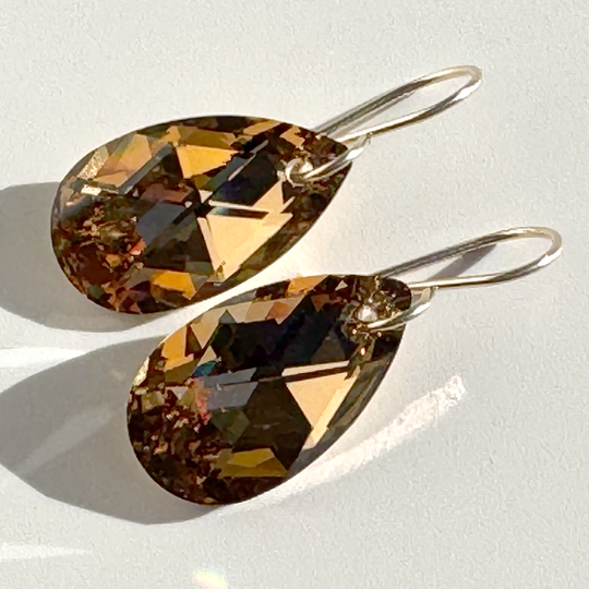Classic Pear Crystal Earrings - Gold Color