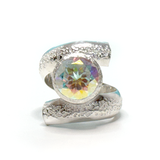 Argentium® Silver 3.5 Carat Iridescent Topaz Textured Spiral Ring