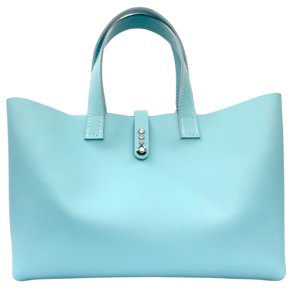 Blue Leather Tote Bags - Leather Handbags Made in California by Designer Lisa Ramos