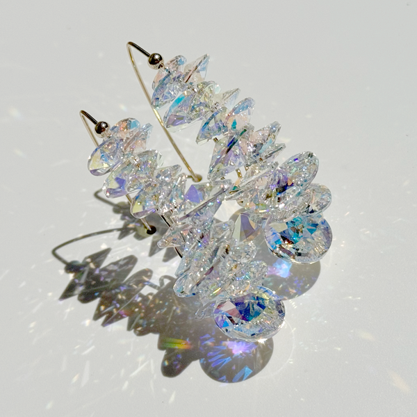 Ultra Large Iridescent Crystal Cluster Earrings | Jewelry Made in California