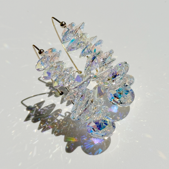 Ultra Large Iridescent Crystal Cluster Earrings | Jewelry Made in California