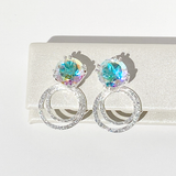 Versatile Iridescent Topaz Gemstone Stud Earrings with Argentium Silver Small Hoop Earring Jackets | MONOLISA Jewelry Collection Made in California