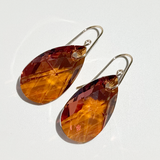 Large Classic Iridescent Pear Crystal Earrings - Copper| 14k Gold Filled